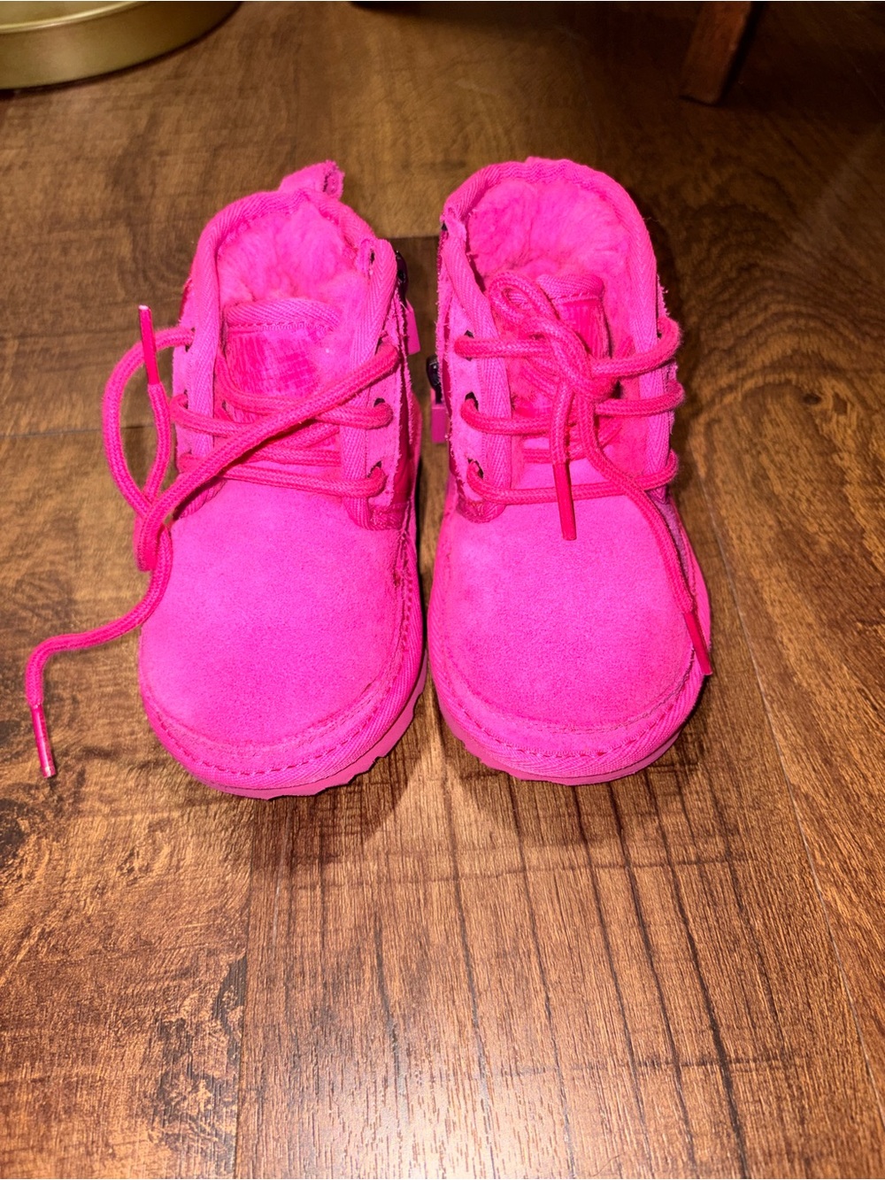 UGG Kids Bright Pink Lace-Up Suede Boots